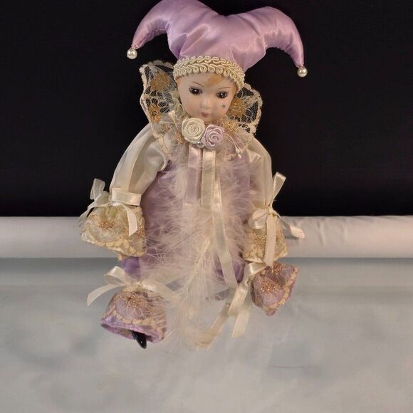Vintage Brinn Harlequin Doll Jester Girl Posable Made In Taiwan - Picture 1 of 6